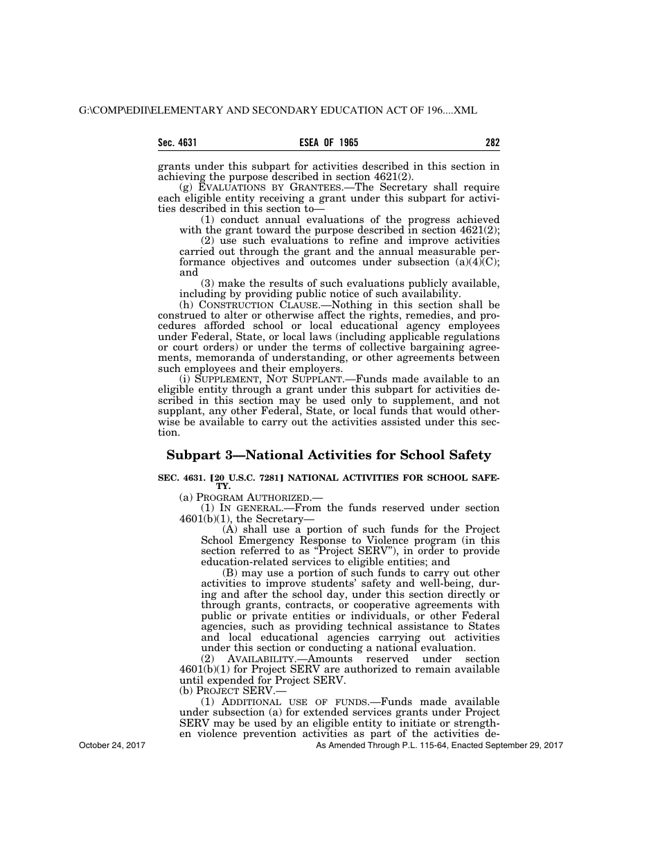Elementary and Secondary Education Act of 1965, Page 282