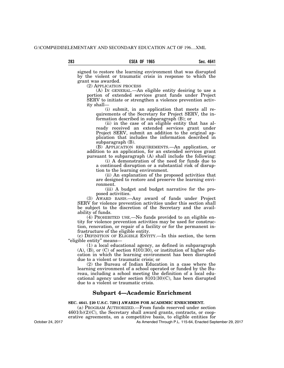 Elementary and Secondary Education Act of 1965, Page 283