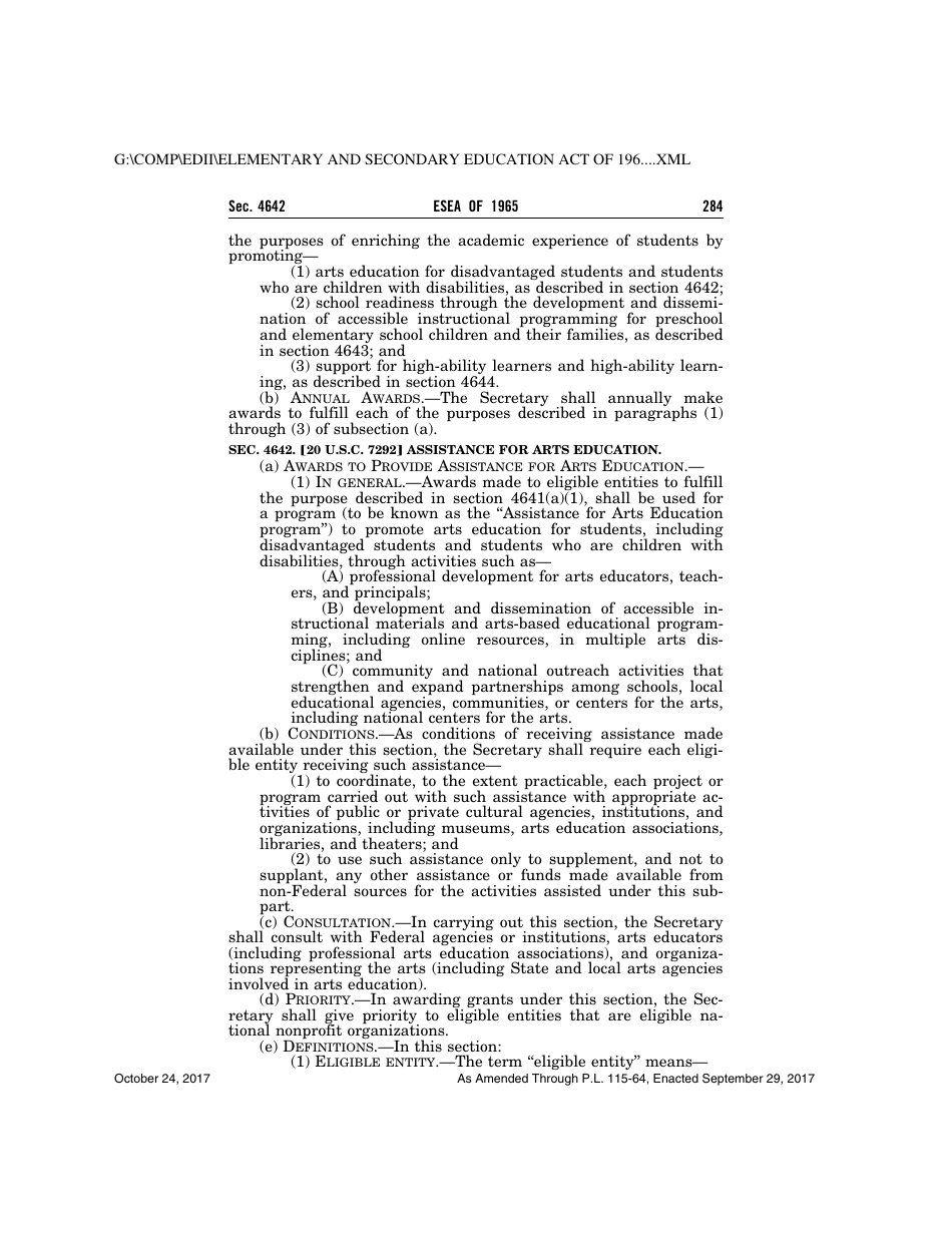 Elementary and Secondary Education Act of 1965, Page 284
