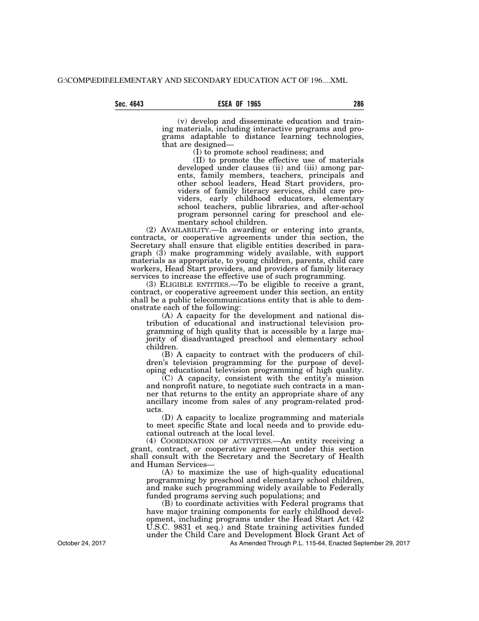 Elementary and Secondary Education Act of 1965, Page 286