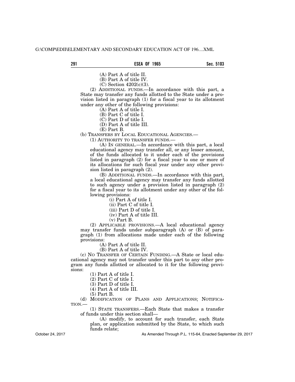 Elementary and Secondary Education Act of 1965, Page 291