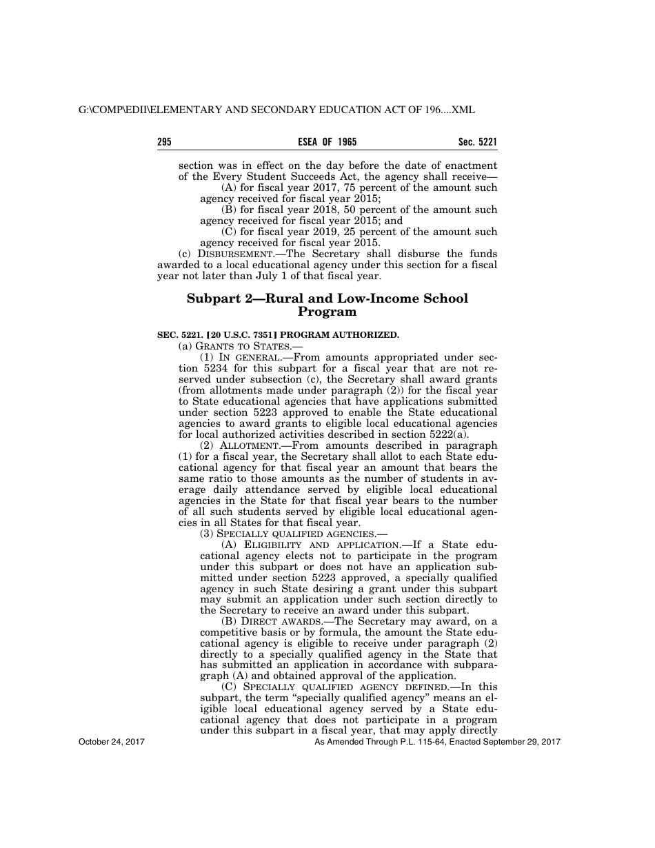Elementary and Secondary Education Act of 1965, Page 295