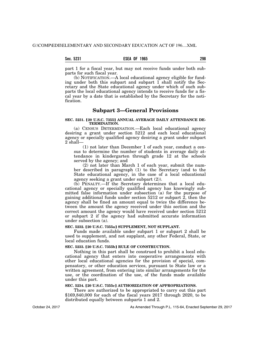 Elementary and Secondary Education Act of 1965, Page 298