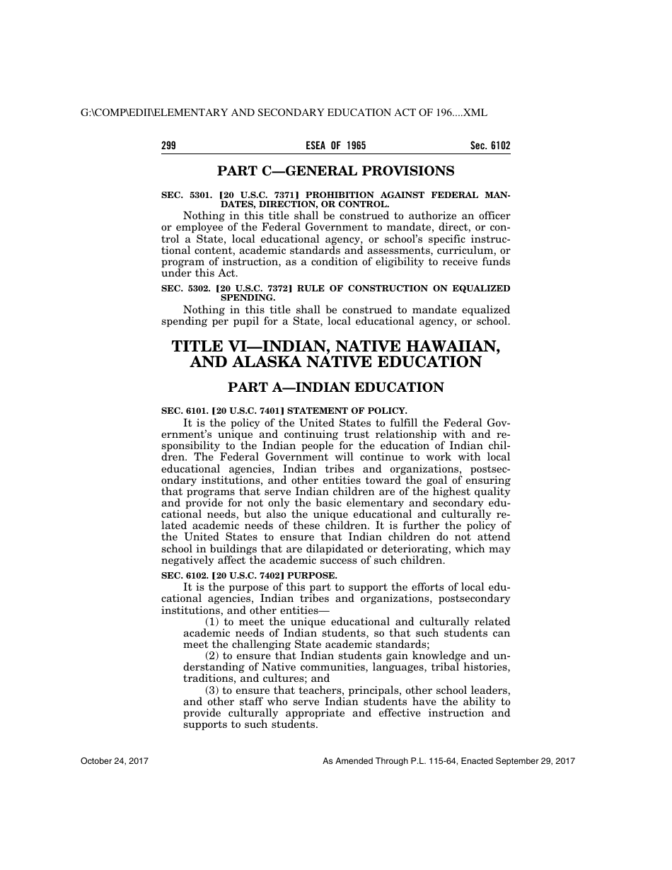 Elementary and Secondary Education Act of 1965, Page 299