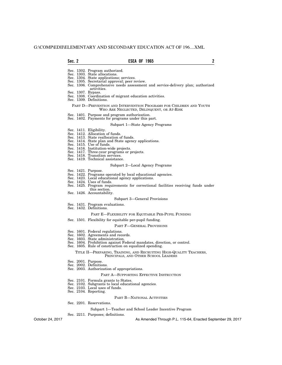 Elementary and Secondary Education Act of 1965, Page 2
