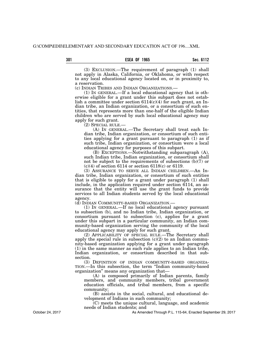 Elementary and Secondary Education Act of 1965, Page 301