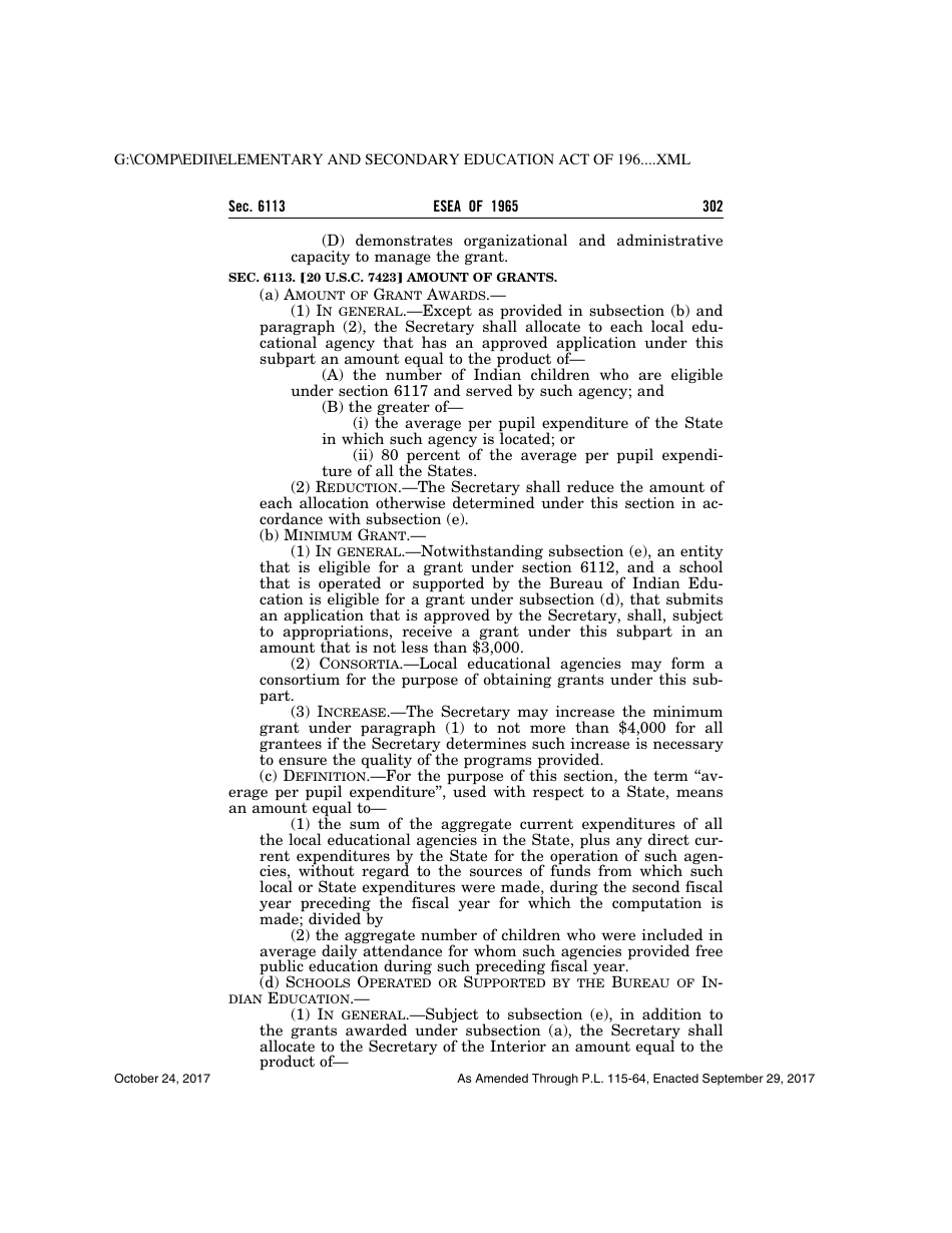 Elementary and Secondary Education Act of 1965, Page 302