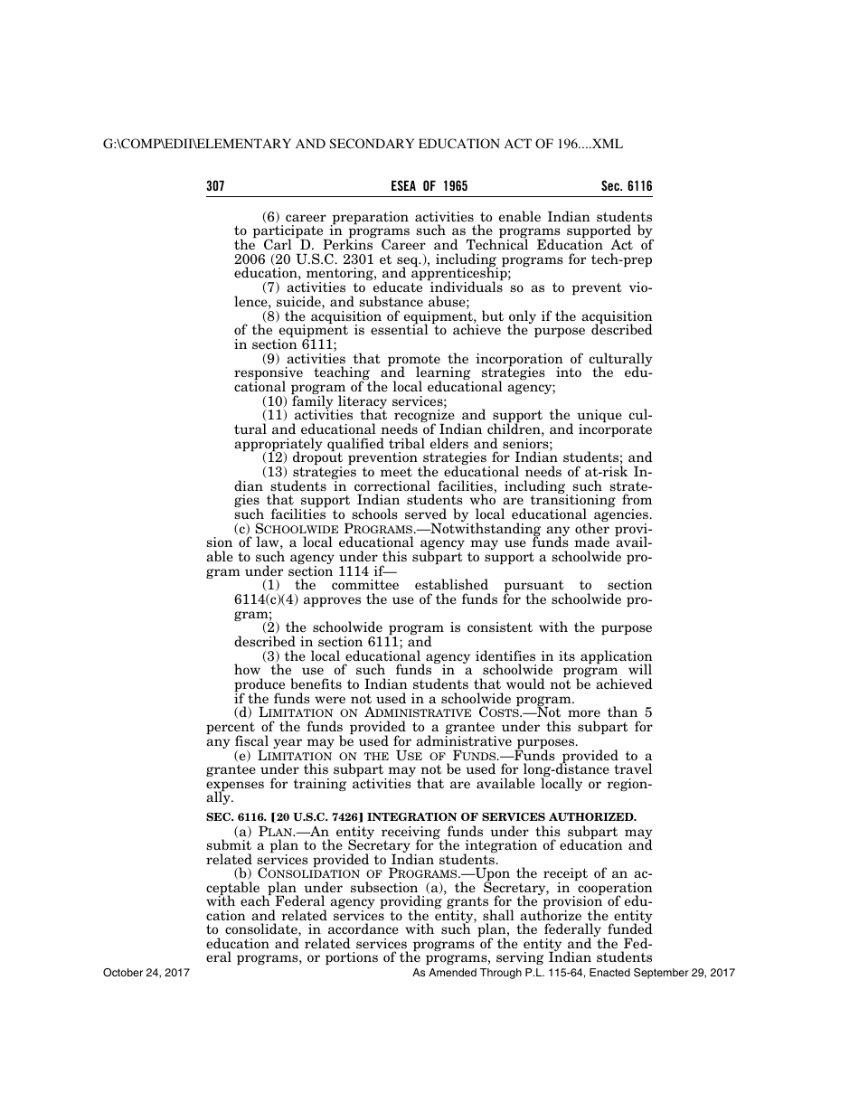 Elementary and Secondary Education Act of 1965, Page 307