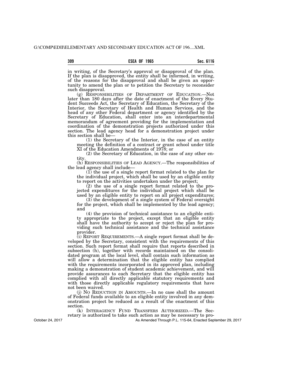 Elementary and Secondary Education Act of 1965, Page 309