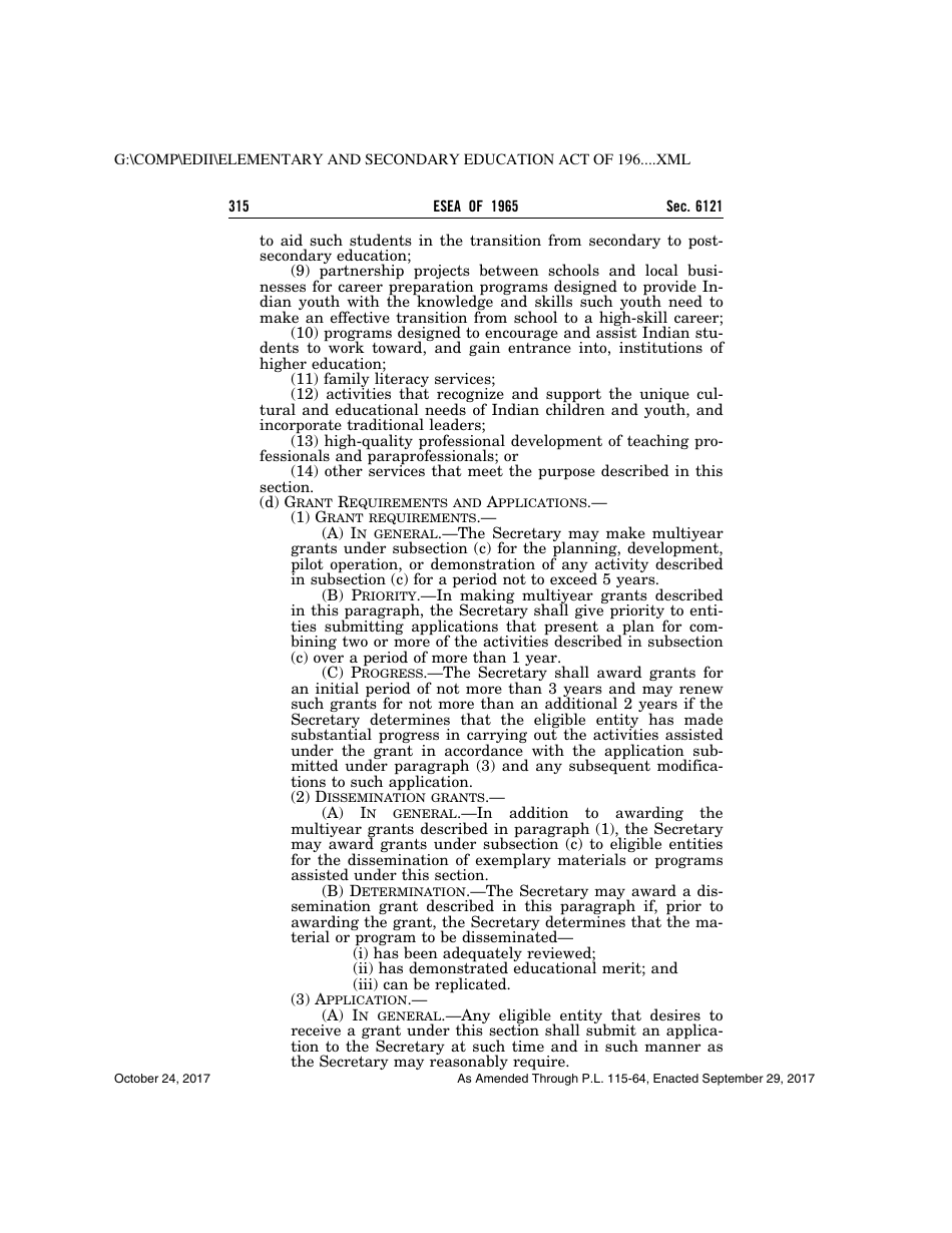 Elementary and Secondary Education Act of 1965, Page 315