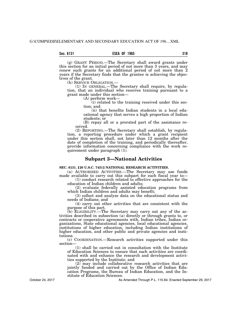 Elementary and Secondary Education Act of 1965, Page 318