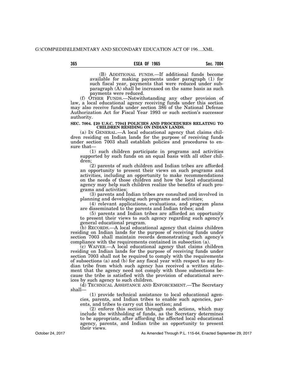 Elementary and Secondary Education Act of 1965, Page 365