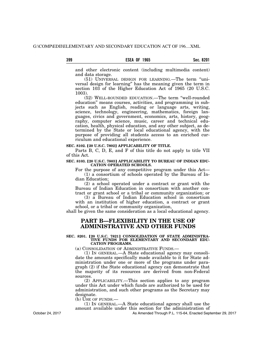 Elementary and Secondary Education Act of 1965, Page 399