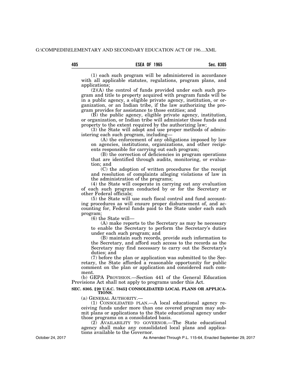 Elementary and Secondary Education Act of 1965, Page 405