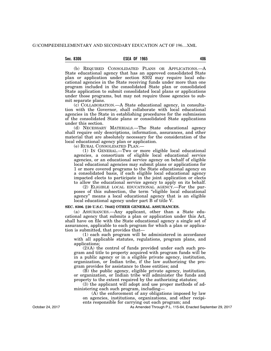 Elementary and Secondary Education Act of 1965, Page 406