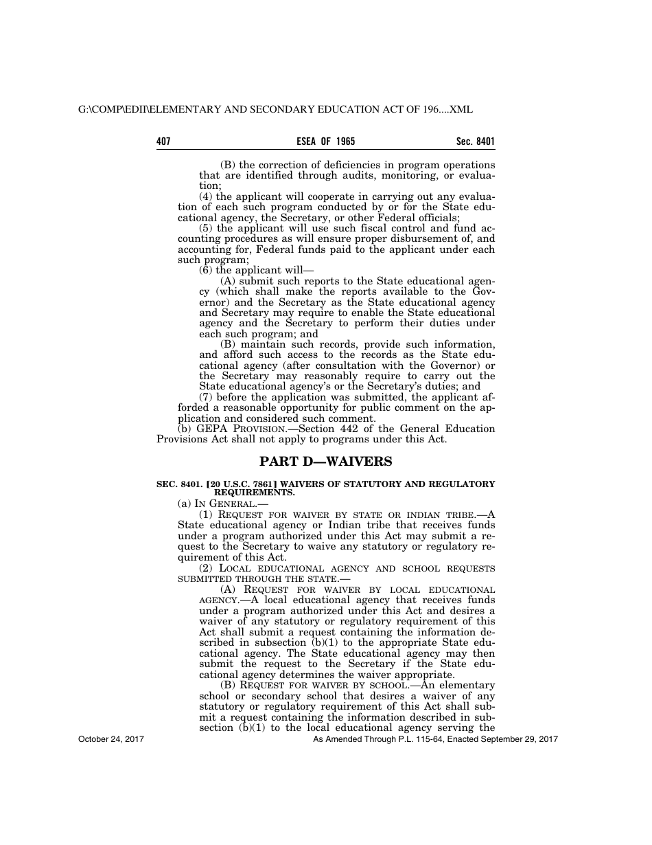 Elementary and Secondary Education Act of 1965, Page 407