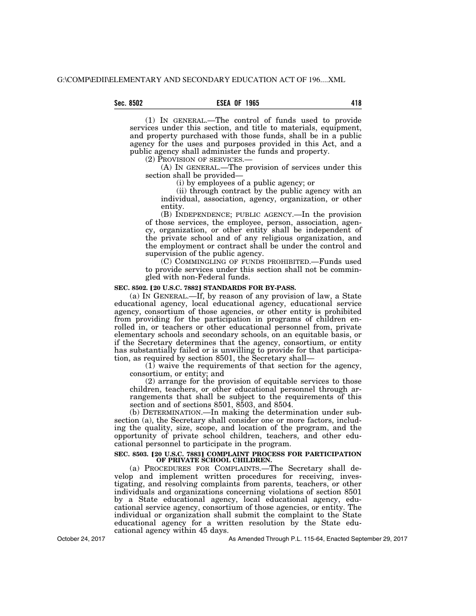Elementary and Secondary Education Act of 1965, Page 418