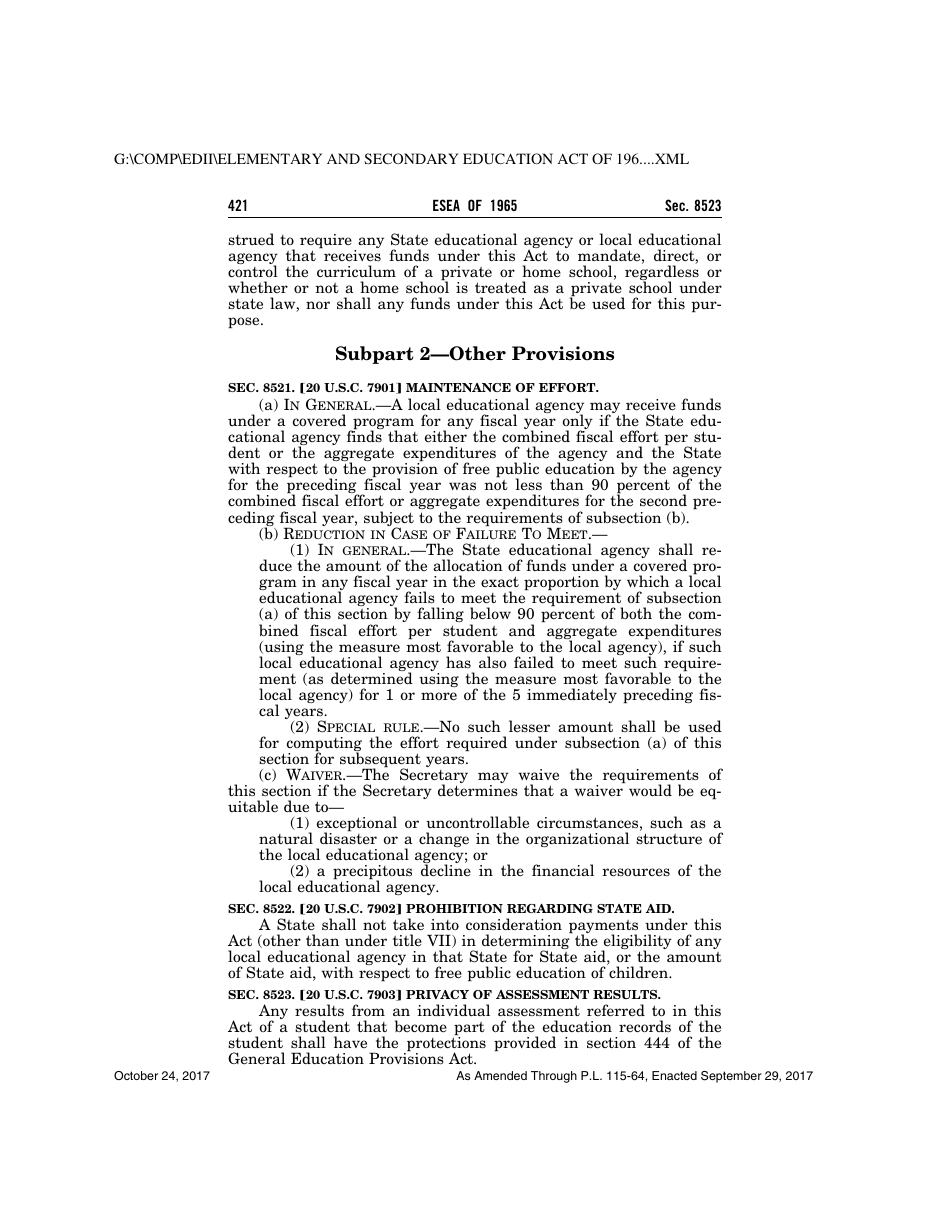 Elementary and Secondary Education Act of 1965, Page 421