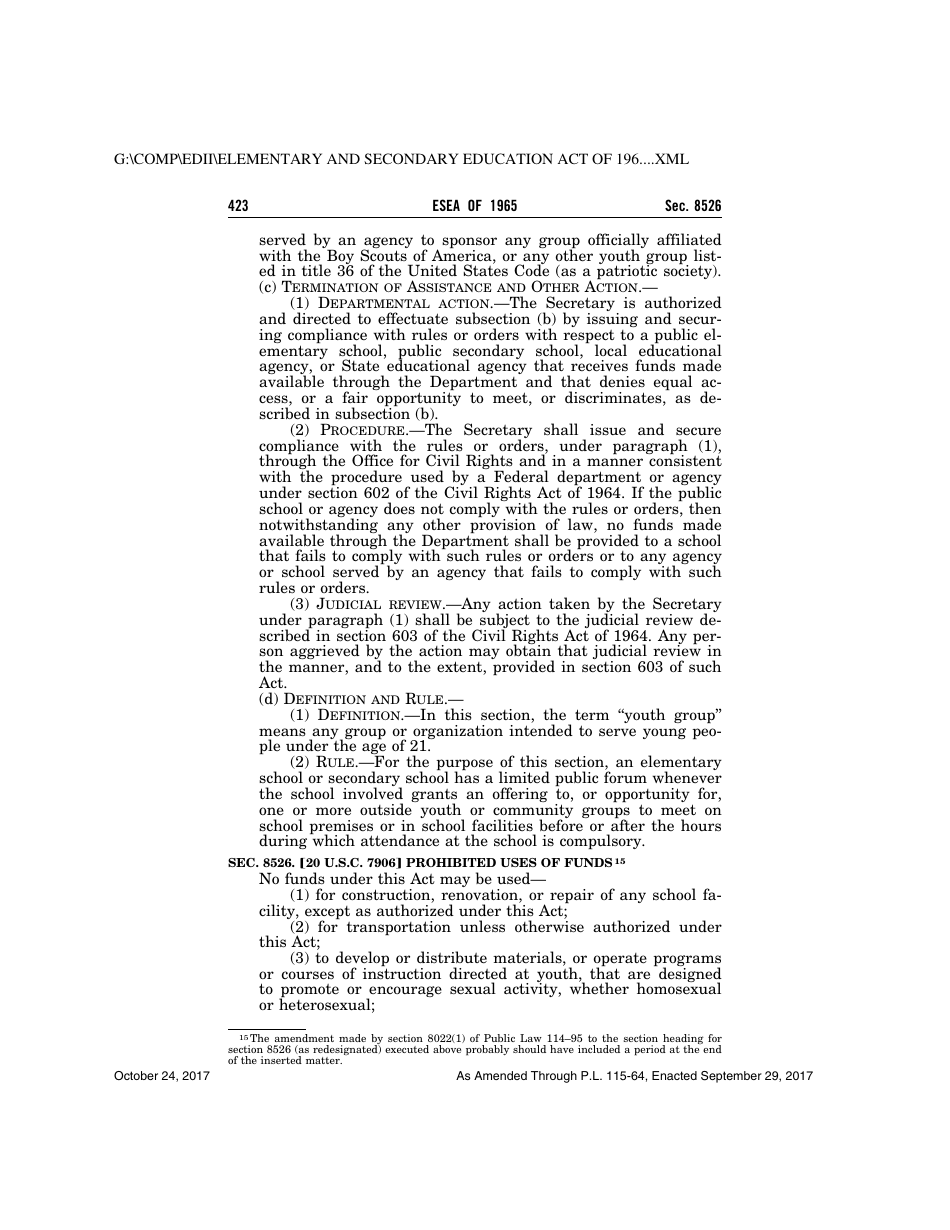 Elementary and Secondary Education Act of 1965, Page 423