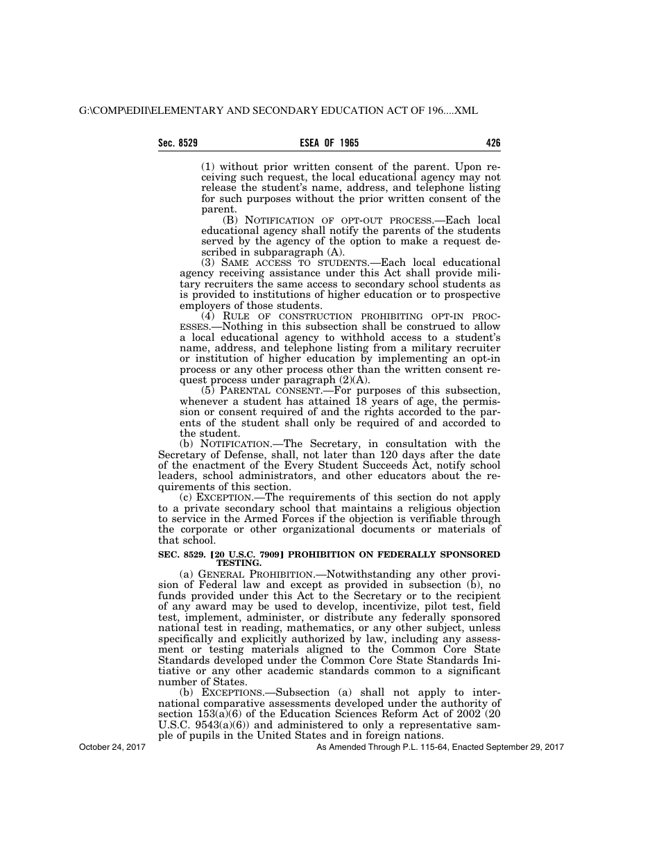 Elementary and Secondary Education Act of 1965, Page 426