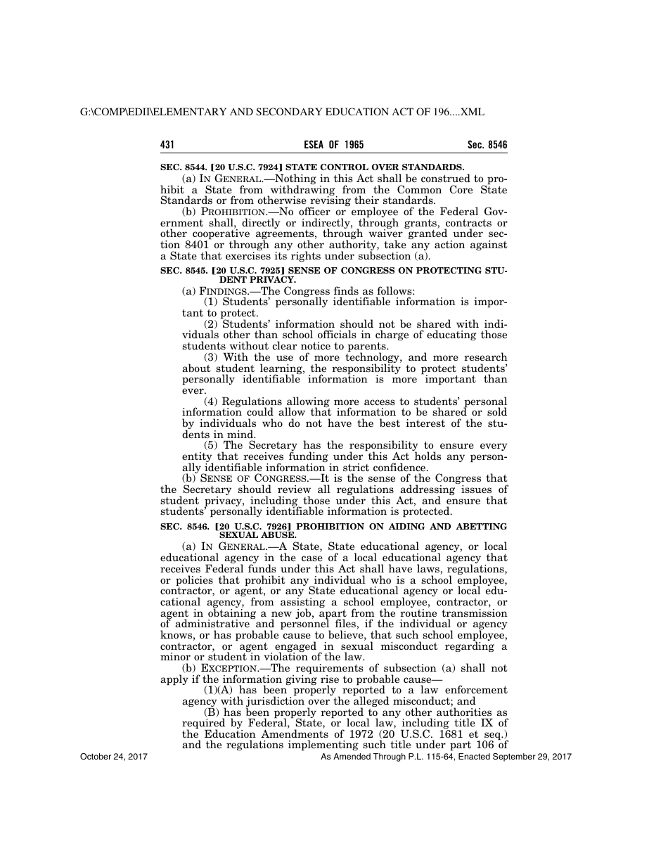 Elementary and Secondary Education Act of 1965, Page 431
