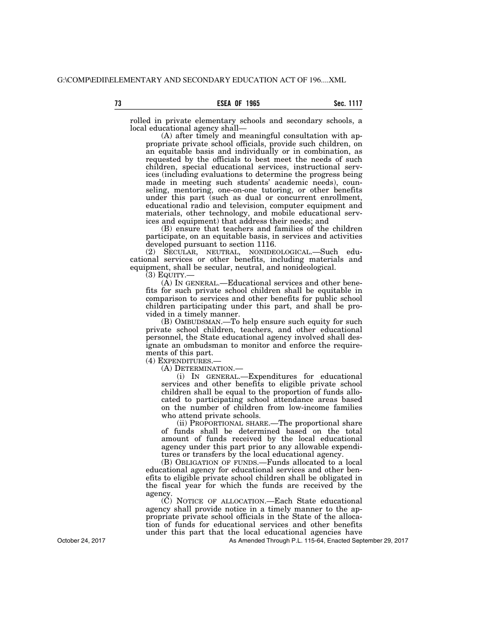 Elementary and Secondary Education Act of 1965, Page 73