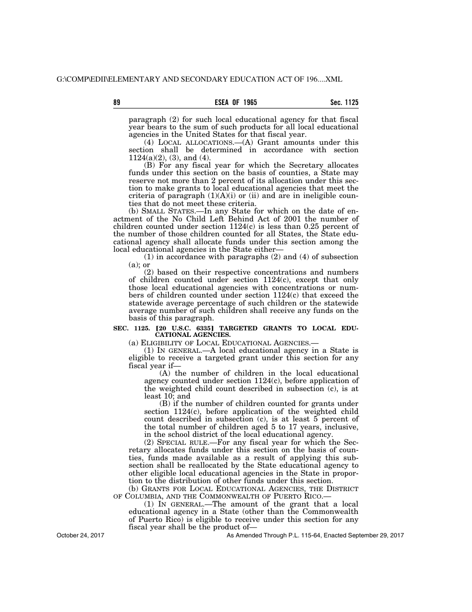 Elementary and Secondary Education Act of 1965, Page 89