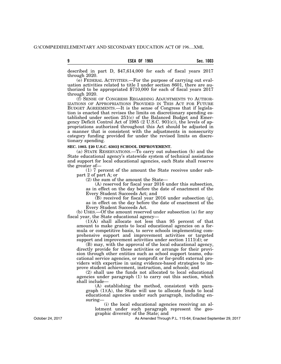 Elementary and Secondary Education Act of 1965, Page 9