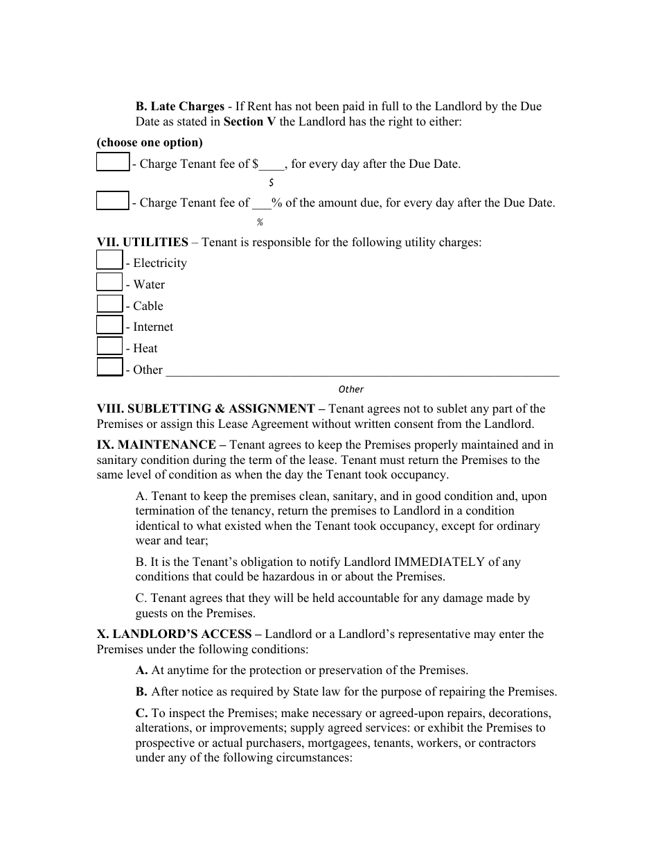 Standard Lease Agreement Template - Rhode Island, Page 4