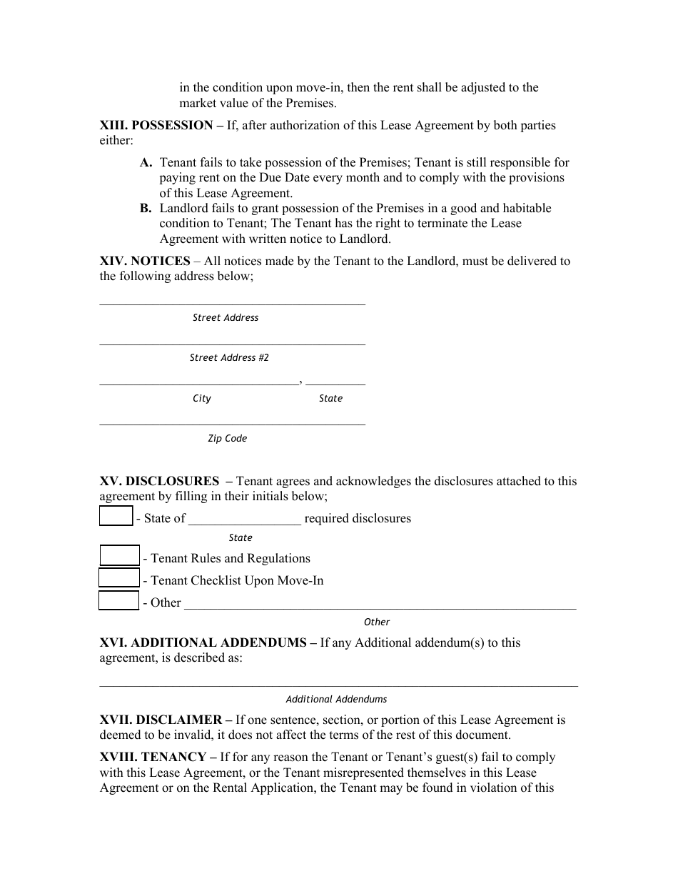 Standard Lease Agreement Template - Rhode Island, Page 6