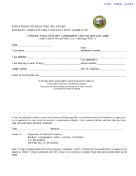 Document preview: Complaint About a Workers' Compensation Administrative Law Judge - California