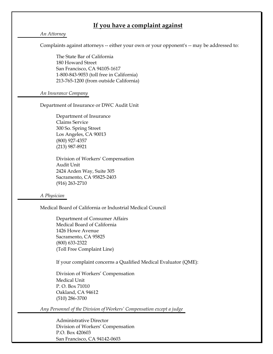 Complaint About a Workers Compensation Administrative Law Judge - California, Page 3