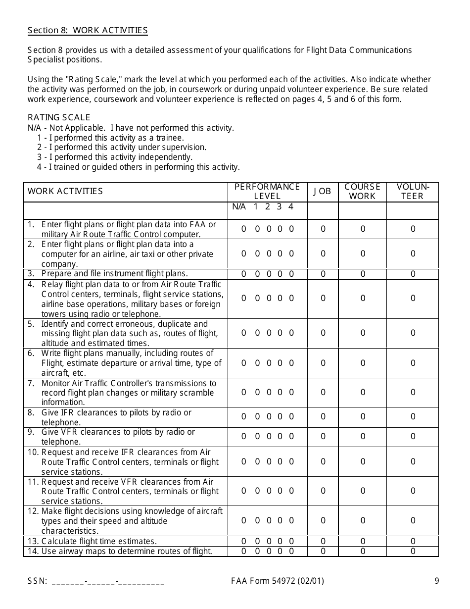 FAA Form 54972 Air Traffic Assistant at-2154-07 (Flight Data Communications Specialist), Page 10