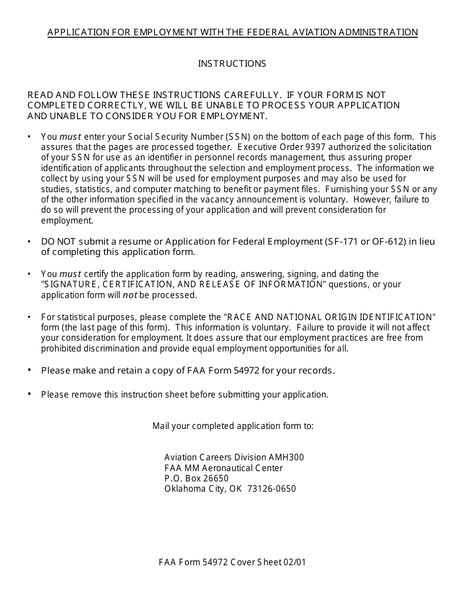 FAA Form 54972 Air Traffic Assistant at-2154-07 (Flight Data Communications Specialist), Page 1