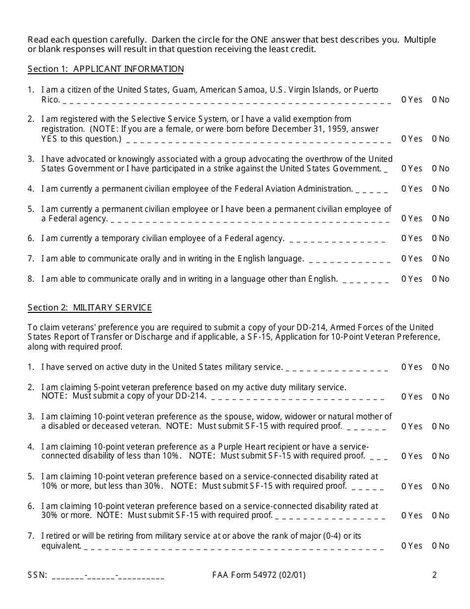 FAA Form 54972 Air Traffic Assistant at-2154-07 (Flight Data Communications Specialist), Page 3