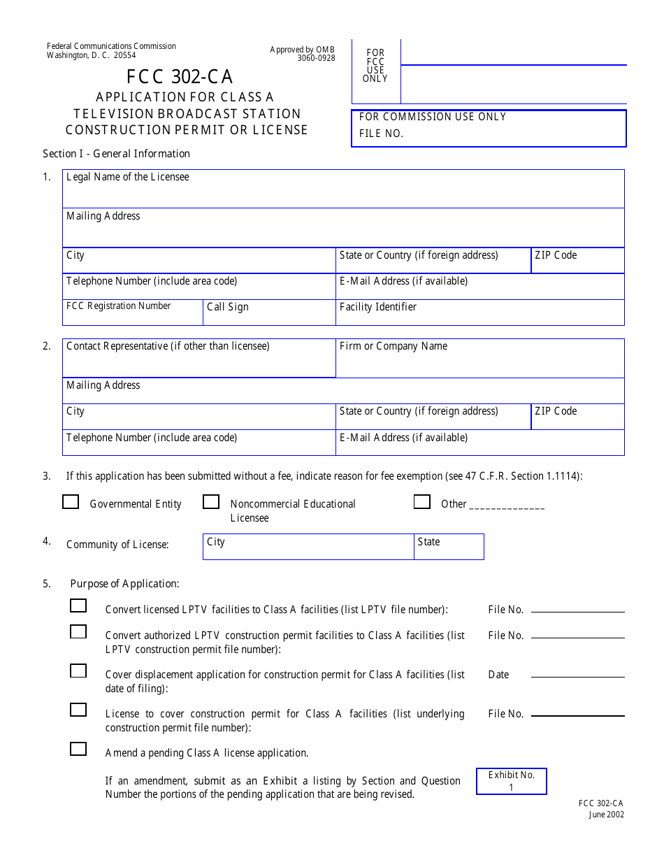 FCC Form 302-CA Application for Class a Television Broadcast Station Construction Permit or License, Page 8