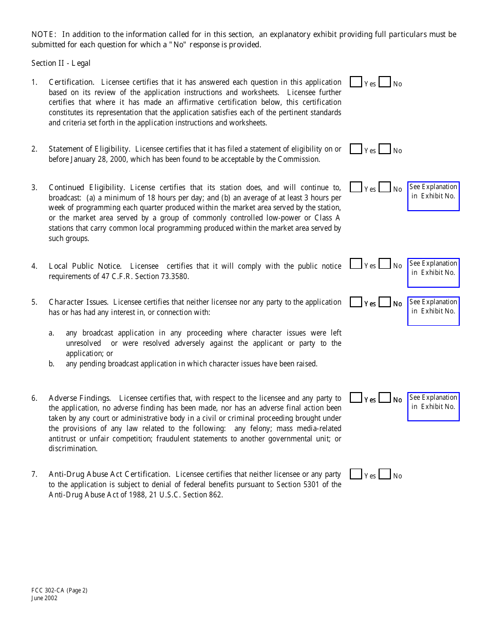 FCC Form 302-CA Application for Class a Television Broadcast Station Construction Permit or License, Page 9