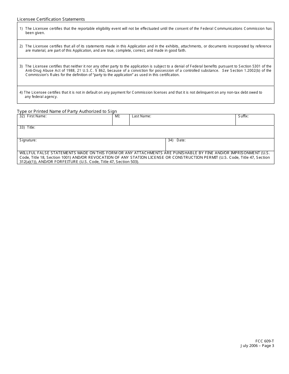 FCC Form 609-T Application to Report Eligibility Event, Page 10