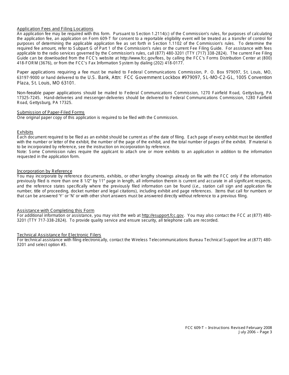 FCC Form 609-T Application to Report Eligibility Event, Page 3