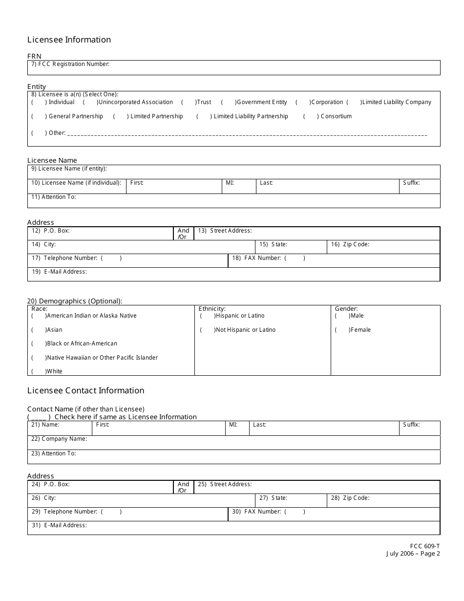 FCC Form 609-T Application to Report Eligibility Event, Page 9