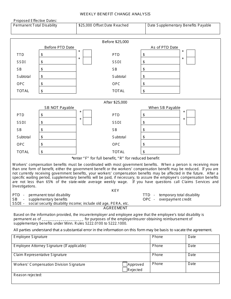 Form MN PA04 Permanent Total Disability Agreement - Minnesota, Page 2