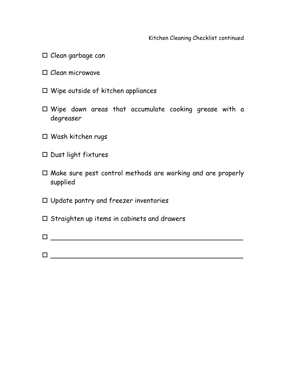 Kitchen Cleaning Checklist Template - Black, Page 3