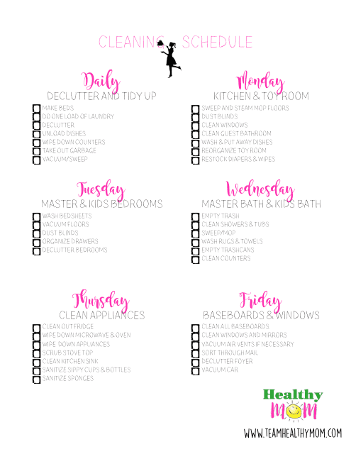 Weekly Cleaning Checklist - Healthy Mom Download Pdf