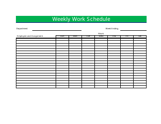Document preview: Green Weekly Work Schedule Template