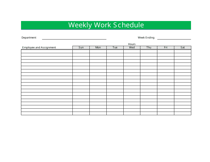 Green Weekly Work Schedule Template Preview Icon