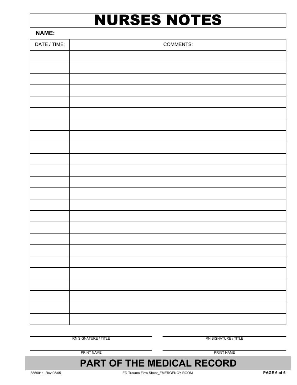 Ed Trauma Flow Sheet Template Download Printable PDF | Templateroller