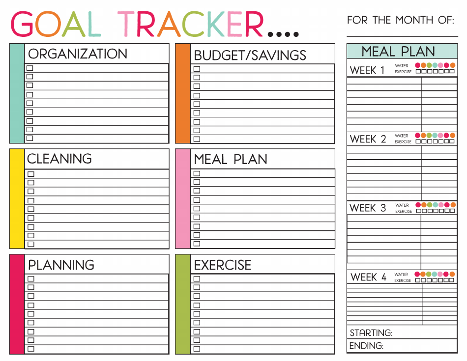 Goal Tracker Chart Template Download Printable PDF Templateroller
