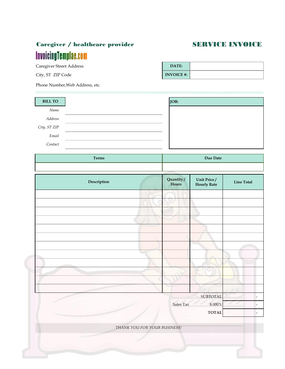 Caregiver Service Invoice Template Fill Out Sign Online and Download