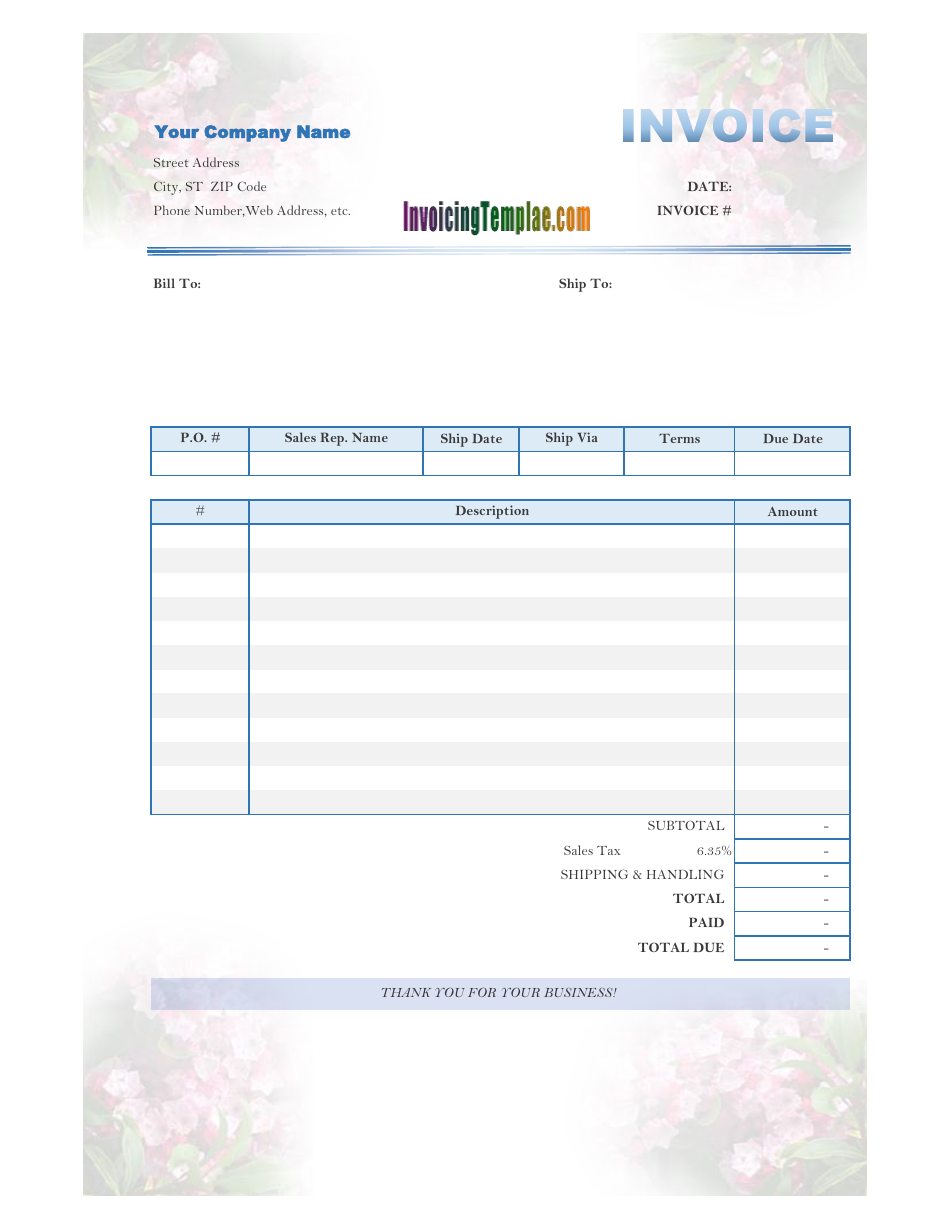 Mountain Laurel Invoice Template, Page 1