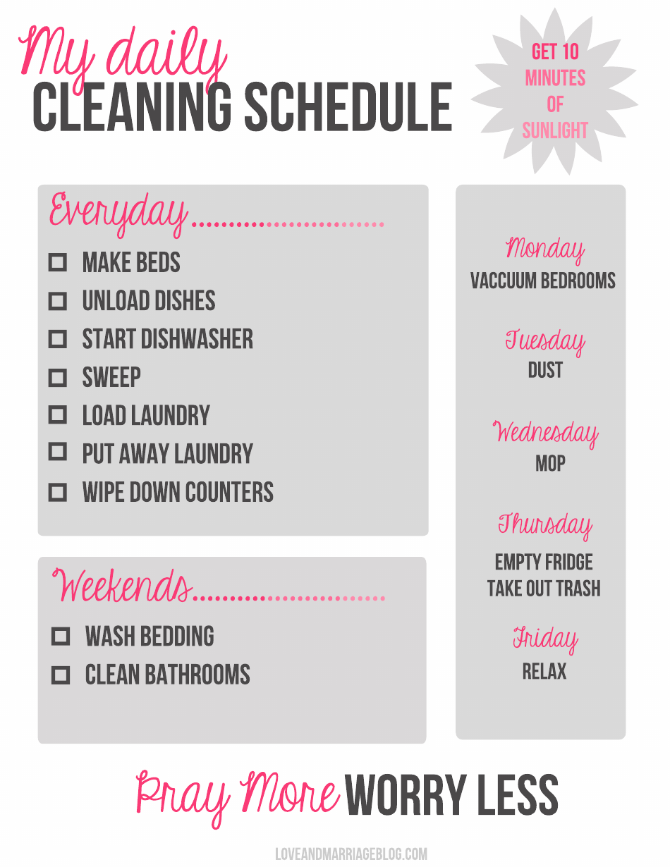 Personal Daily Cleaning Schedule Template - Preview Image
